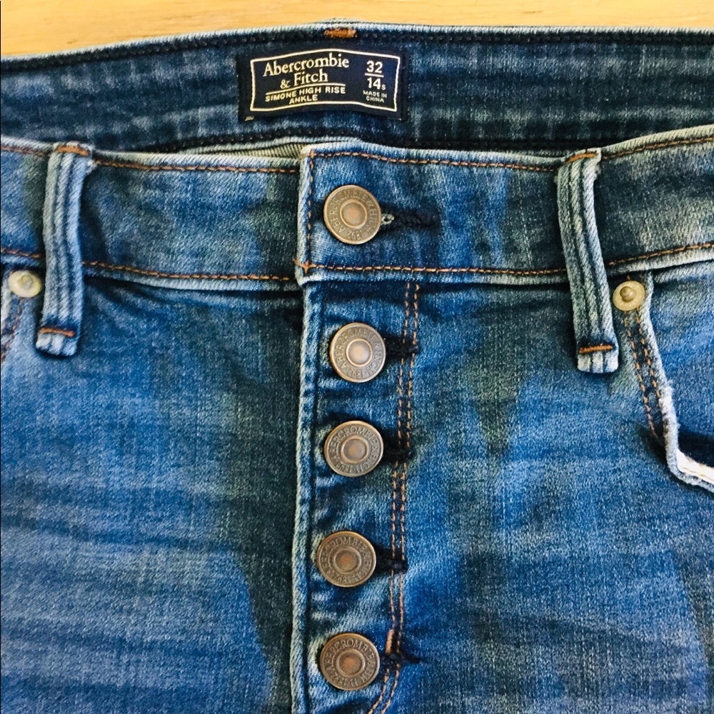 Button Front High Rise Super Skinny Ankle Jeans